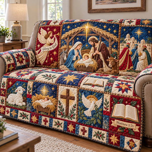 Nativity Holy Manger Quilted Sofa Cover GFTONPT2091