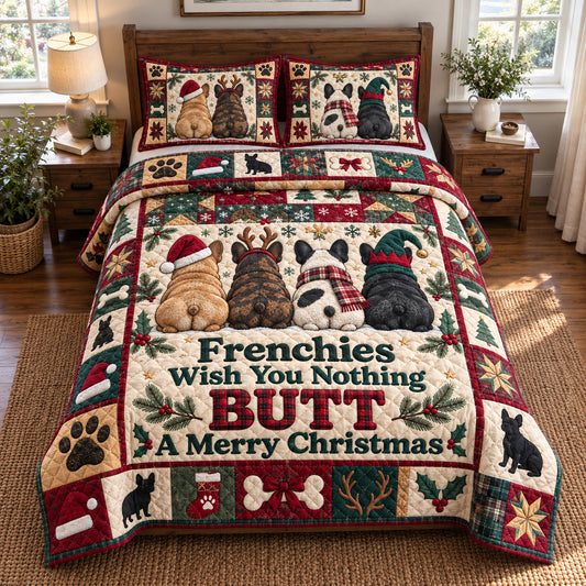 Frenchie Four 3-Piece Quilted Bedding Set GFTONPT2103