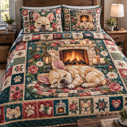 Frenchie Sleeping 3-Piece Quilted Bedding Set GFTONPT2104