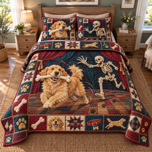 Golden Retriever Skeleton 3-Piece Quilted Bedding Set GFTONPT2109