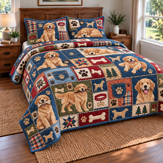 Golden Retriever 3-Piece Quilted Bedding Set GFTONPT2111