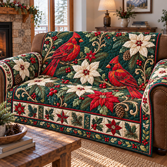 Red Cardinal Quilted Sofa Cover GFTONPT2117