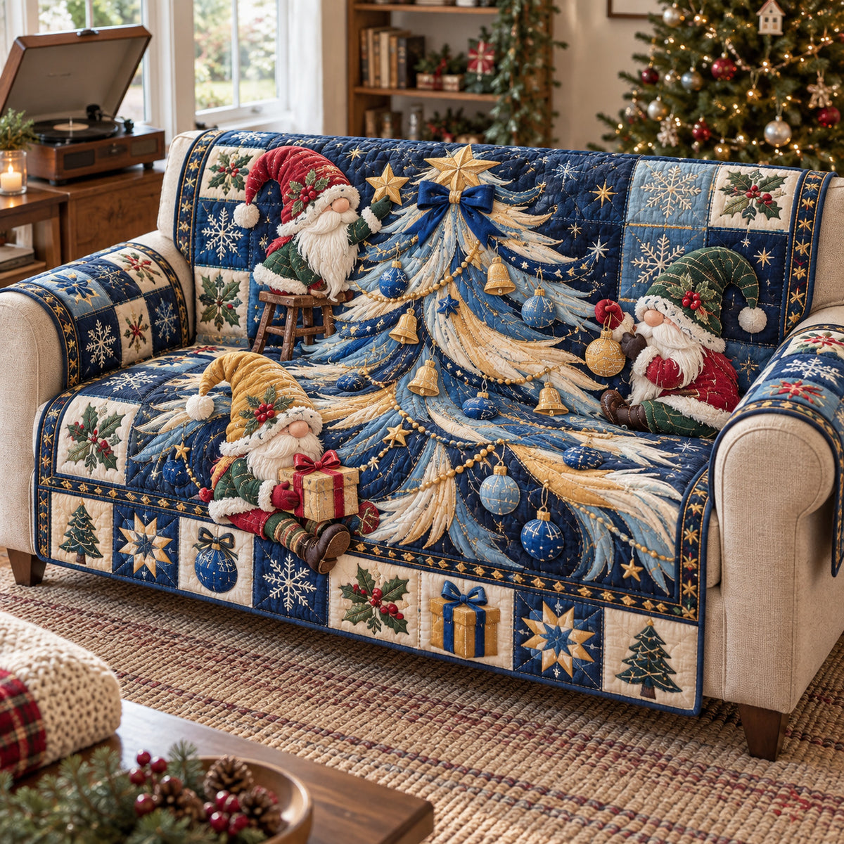 Christmas Gnomes Traditions Quilted Sofa Cover GFTONPT2121