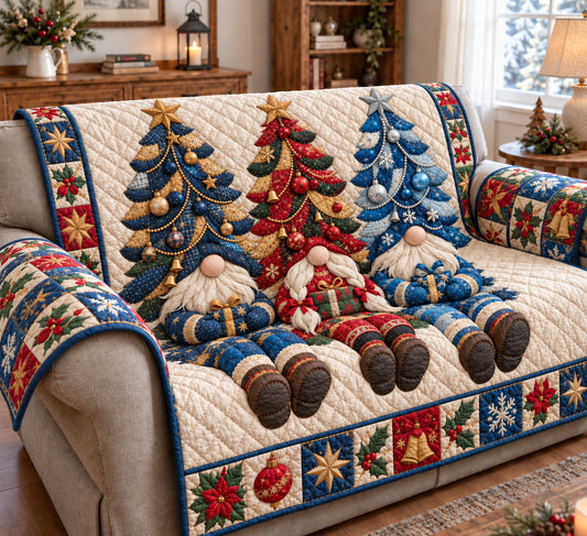 Christmas Gnomes Celebration Quilted Sofa Cover GFTONPT2122
