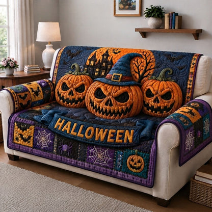 Harvest Pumpkin Quilted Sofa Cover GFTONPT213