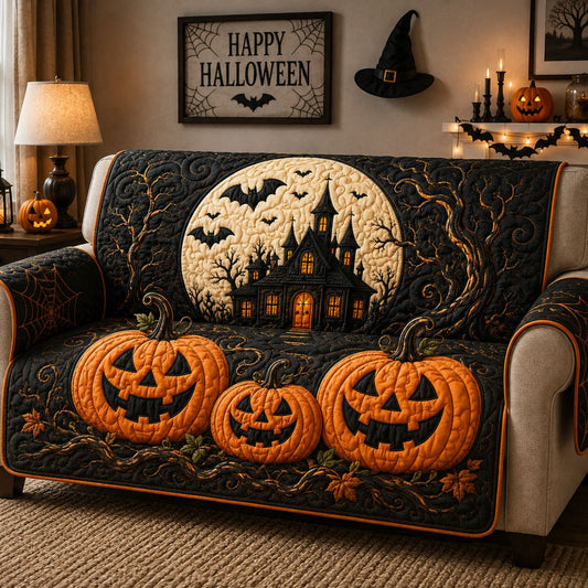 Pumpkin Charm Halloween Quilted Sofa Cover GFTONPT214