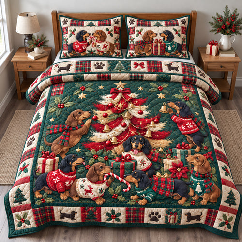Dachshund Christmas 3-Piece Quilted Bedding Set GFTONPT2145