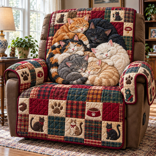 Cat Sleeping Quilted Sofa Cover GFTONPT2151