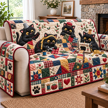 Cat Quilting Quilted Sofa Cover GFTONPT2152