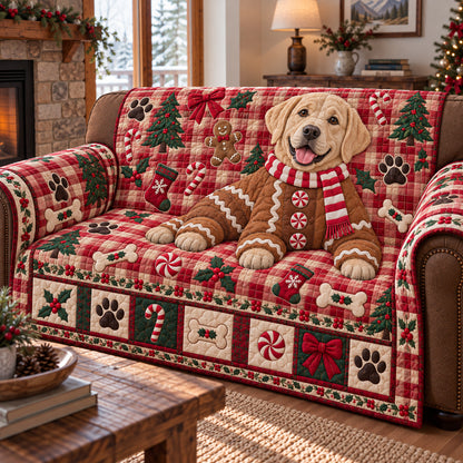 Labrador Retriever Gingerbread Quilted Sofa Cover GFTONPT2155