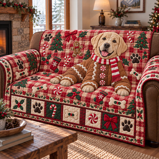 Labrador Retriever Gingerbread Quilted Sofa Cover GFTONPT2155