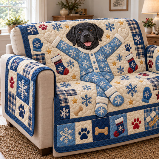 Labrador Retriever Snow Quilted Sofa Cover GFTONPT2156