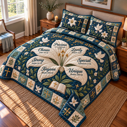 Lily Divine Blessings 3-Piece Quilted Bedding Set GFTONPT2173