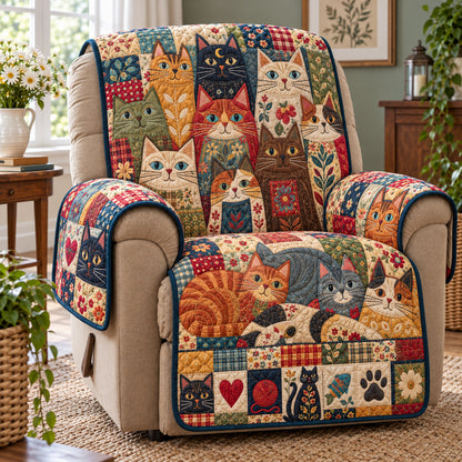 Cat Patchwork Retreat Quilted Sofa Cover GFTONPT2179