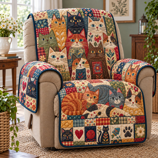 Cat Patchwork Retreat Quilted Sofa Cover GFTONPT2179