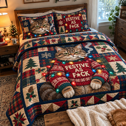 Cat Cozy 3-Piece Quilted Bedding Set GFTONPT2204