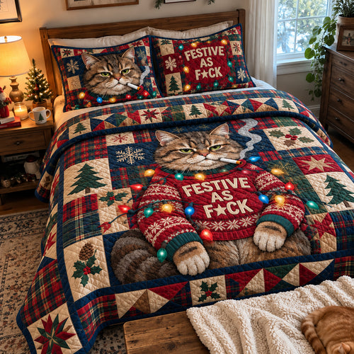 Cat Cozy 3-Piece Quilted Bedding Set GFTONPT2204