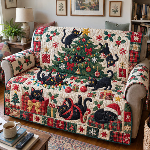 Cat Christmas Quilted Sofa Cover GFTONPT2213