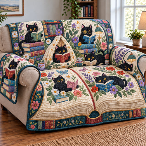 Cat Whimsy Quilted Sofa Cover GFTONPT2214
