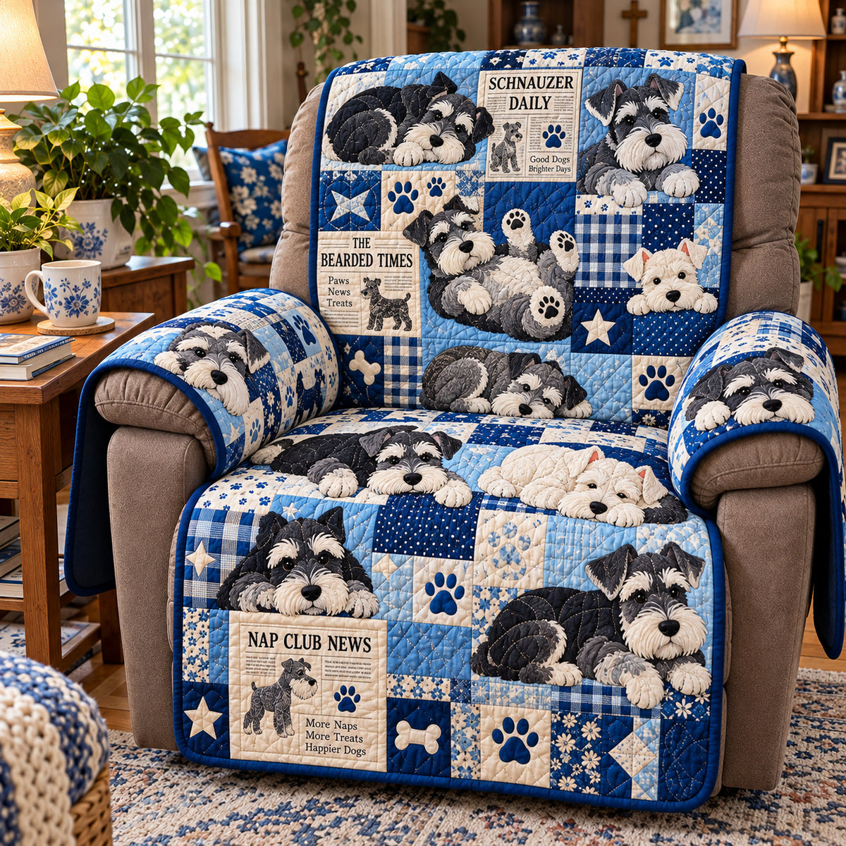 Schnauzer patchwork Quilted Sofa Cover GFTONPT2244