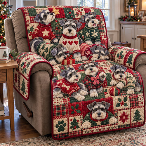 Schnauzer Christmas Quilted Sofa Cover GFTONPT2245