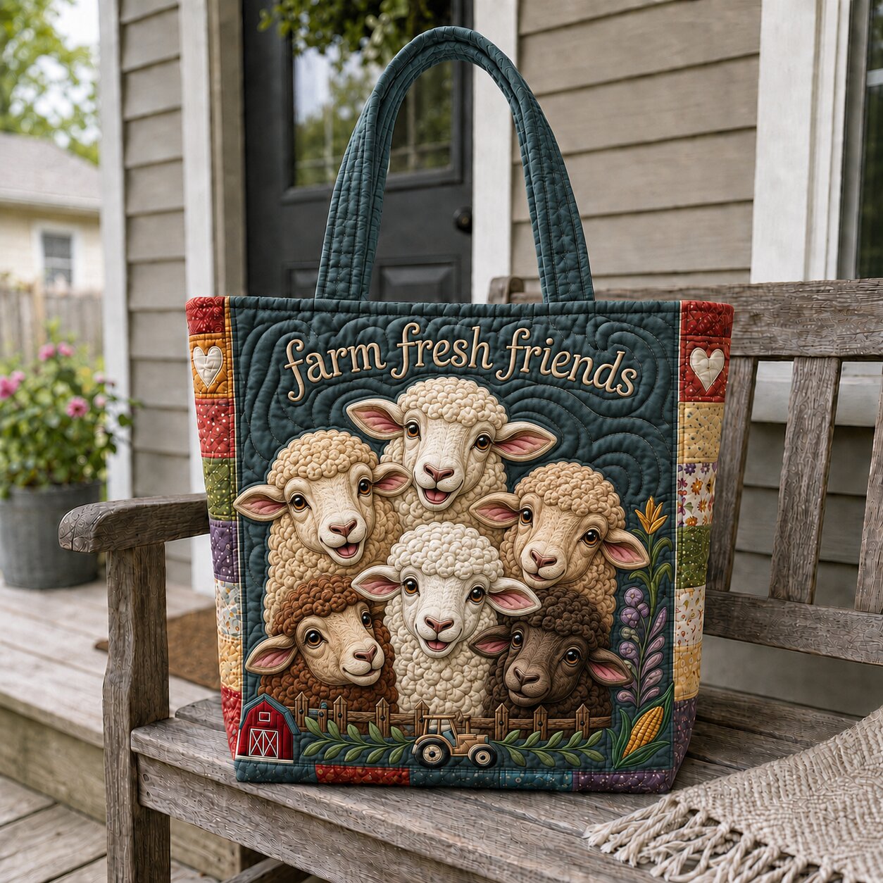 Sheep Homestead Quilted Tote Bag GFTONPT226