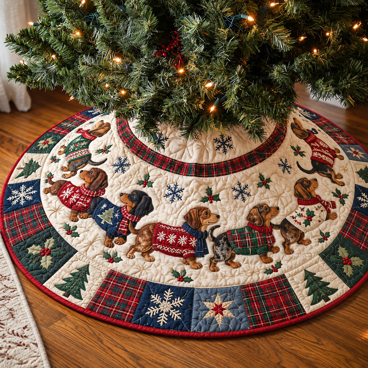 Dachshund Sweetheart Quilted Tree Skirt GFTONPT2262