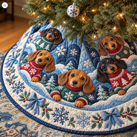 Dachshund Wonderland Quilted Tree Skirt GFTONPT2263