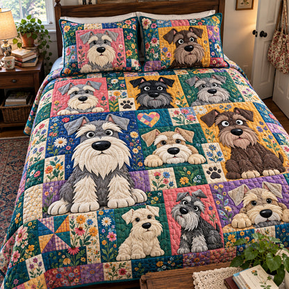Wildflower Schnauzer 3-Piece Quilted Bedding Set GFTONPT2267