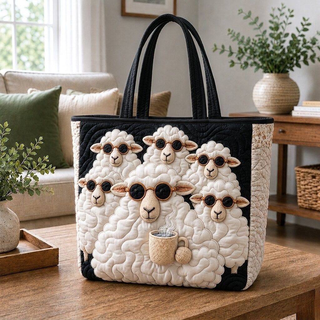 Sheep Valley Quilted Tote Bag GFTONPT227