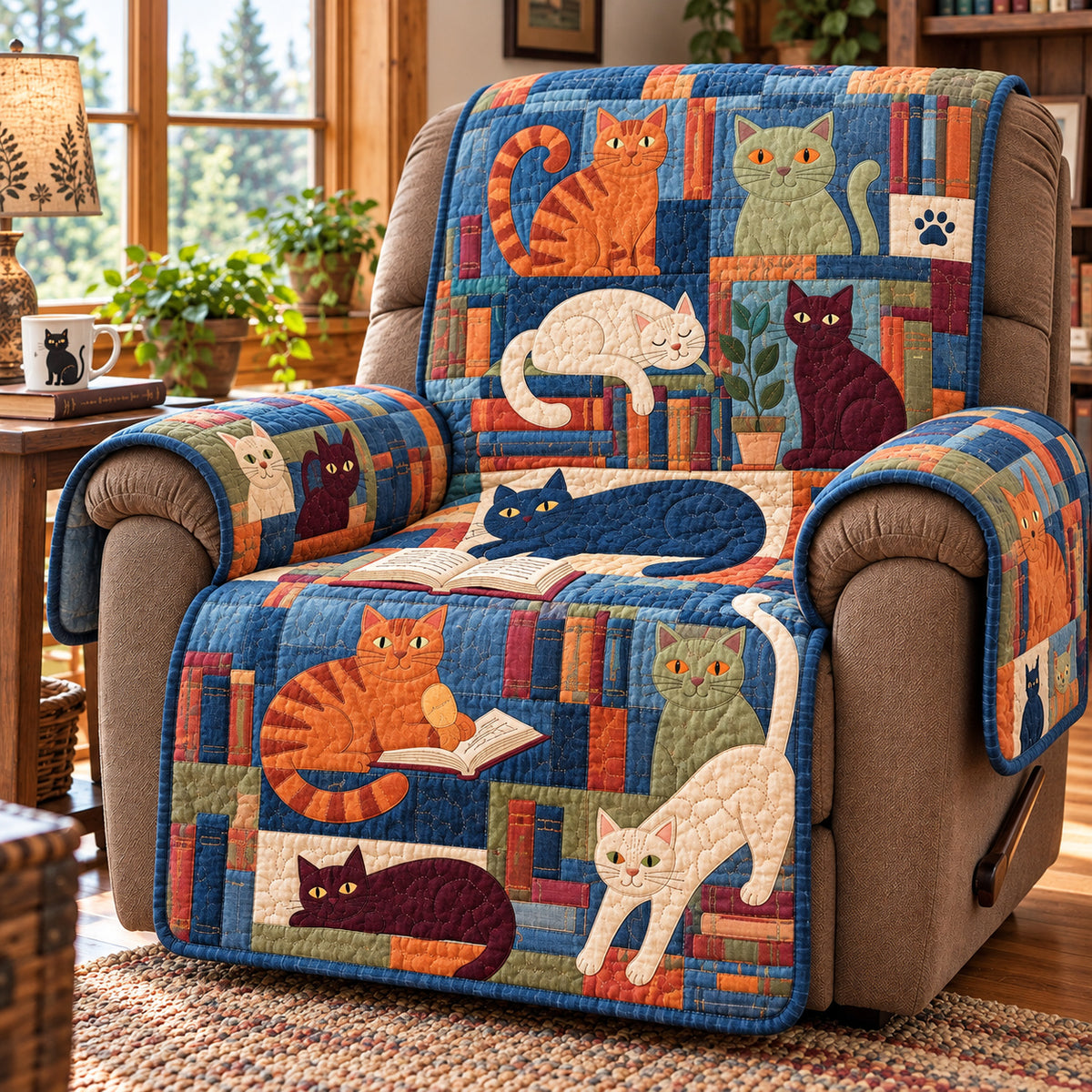 Cat Bookish Quilted Sofa Cover GFTONPT2275