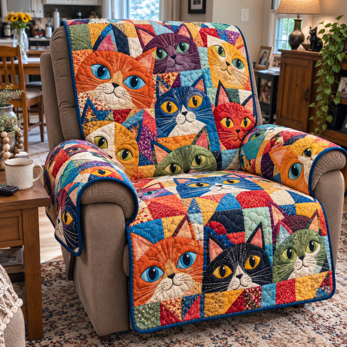 Patchwork Cat Quilted Sofa Cover GFTONPT2277