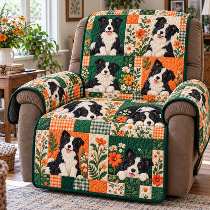 Wildflower Border Collie Quilted Sofa Cover GFTONPT2278