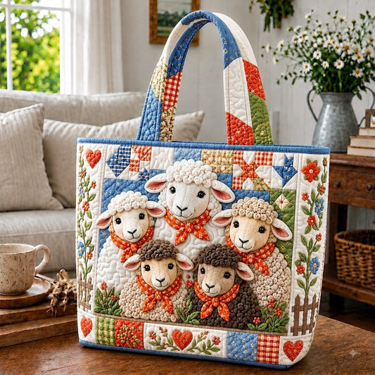 Sheep Farmhouse Quilted Tote Bag GFTONPT228