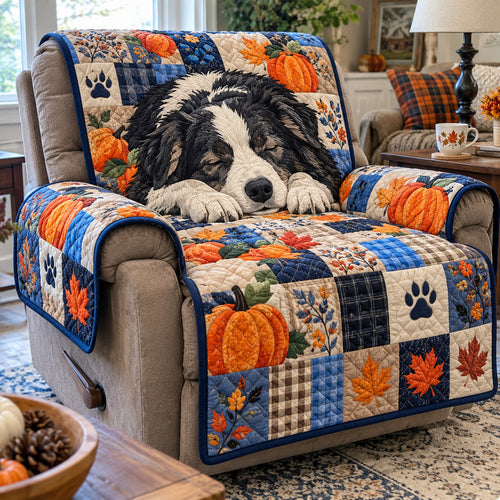 Border Collie Pumpkin Quilted Sofa Cover GFTONPT2280