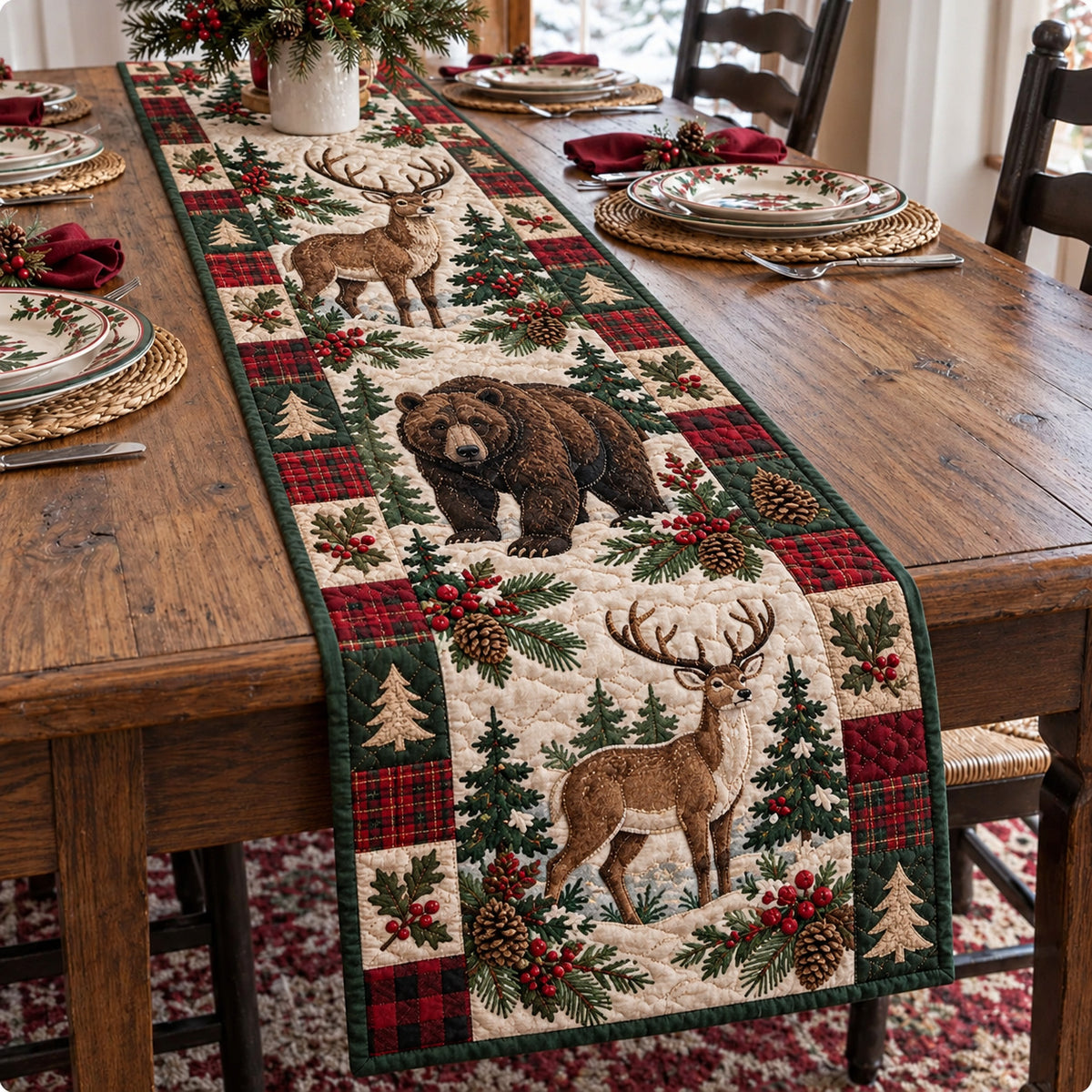 Rustic Woodland Quilted Table Runner GFTONPT2284