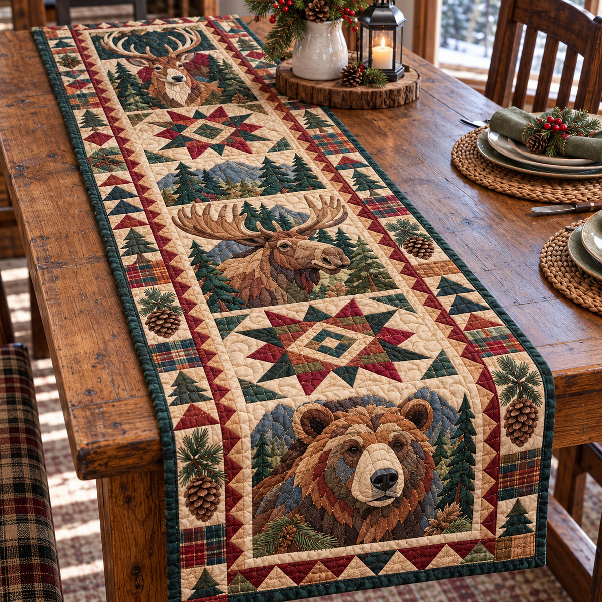 Rustic Woodland Quilted Table Runner GFTONPT2286
