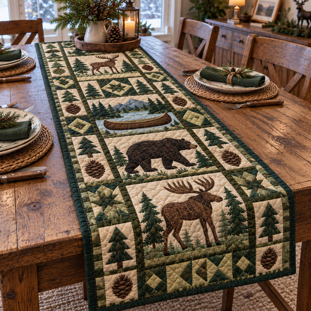 Rustic Woodland Quilted Table Runner GFTONPT2287