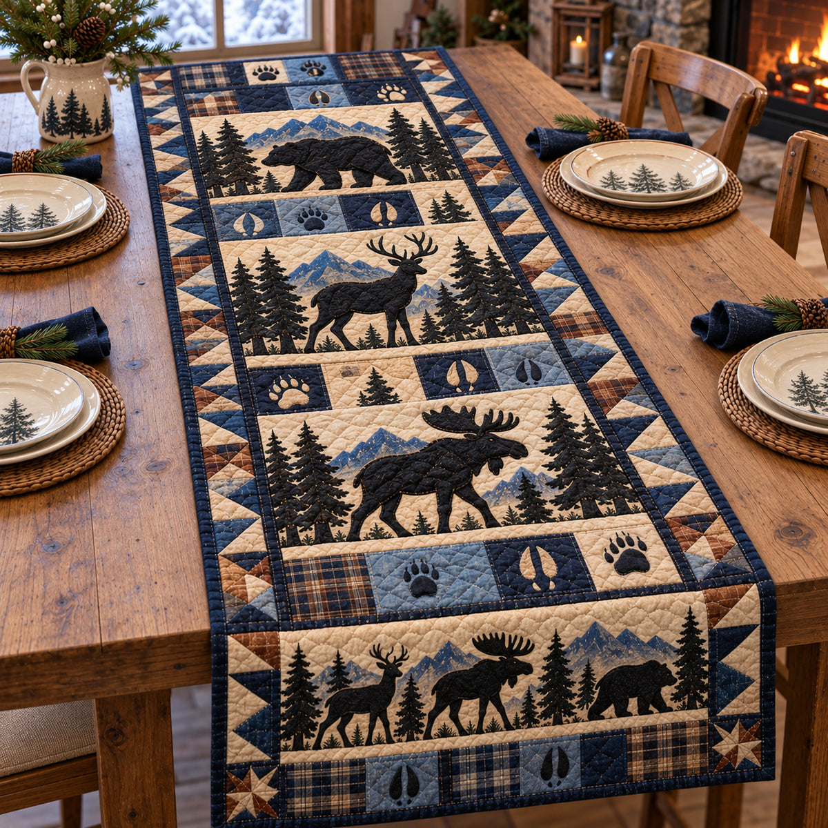 Rustic Woodland Quilted Table Runner GFTONPT2288