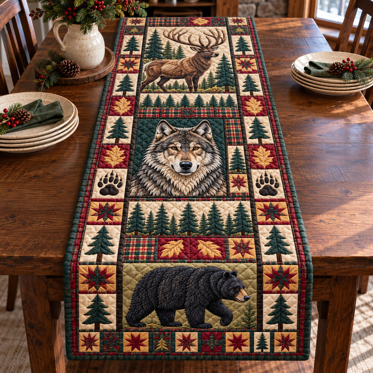 Rustic Woodland Quilted Table Runner GFTONPT2289