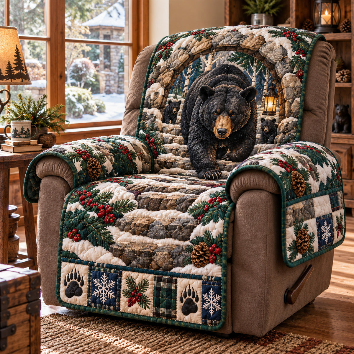 Winter Bear Quilted Sofa Cover GFTONPT2304