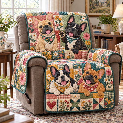 Frenchie Flower Quilted Sofa Cover GFTONPT2309