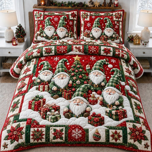 Gnomes Holiday 3-Piece Quilted Bedding Set GFTONPT231