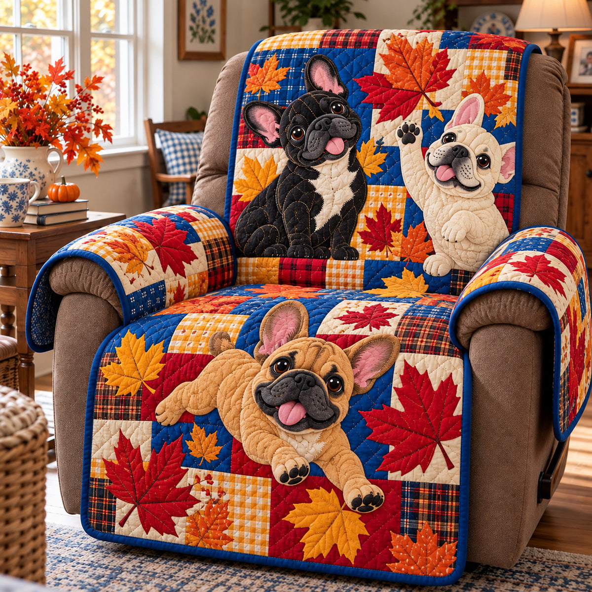 Frenchie Autumn Quilted Sofa Cover GFTONPT2312
