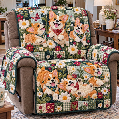 Corgi Flower Quilted Sofa Cover GFTONPT2317