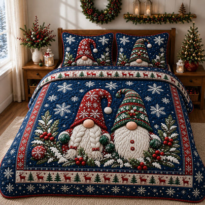 Gnomes Cheer 3-Piece Quilted Bedding Set GFTONPT232