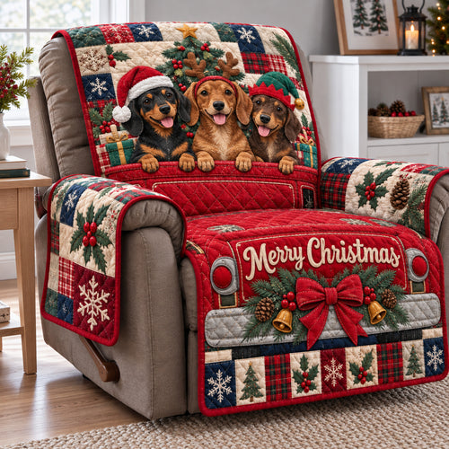 Dachshund Red Truck Quilted Sofa Cover GFTONPT2322