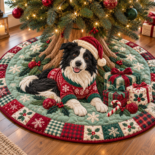 Christmas Border Collie Quilted Tree Skirt GFTONPT2326