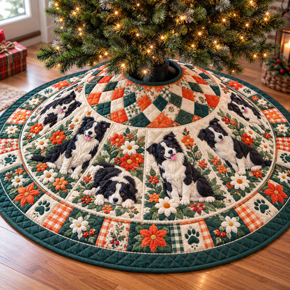 Border Collie Wildflowers Quilted Tree Skirt GFTONPT2327