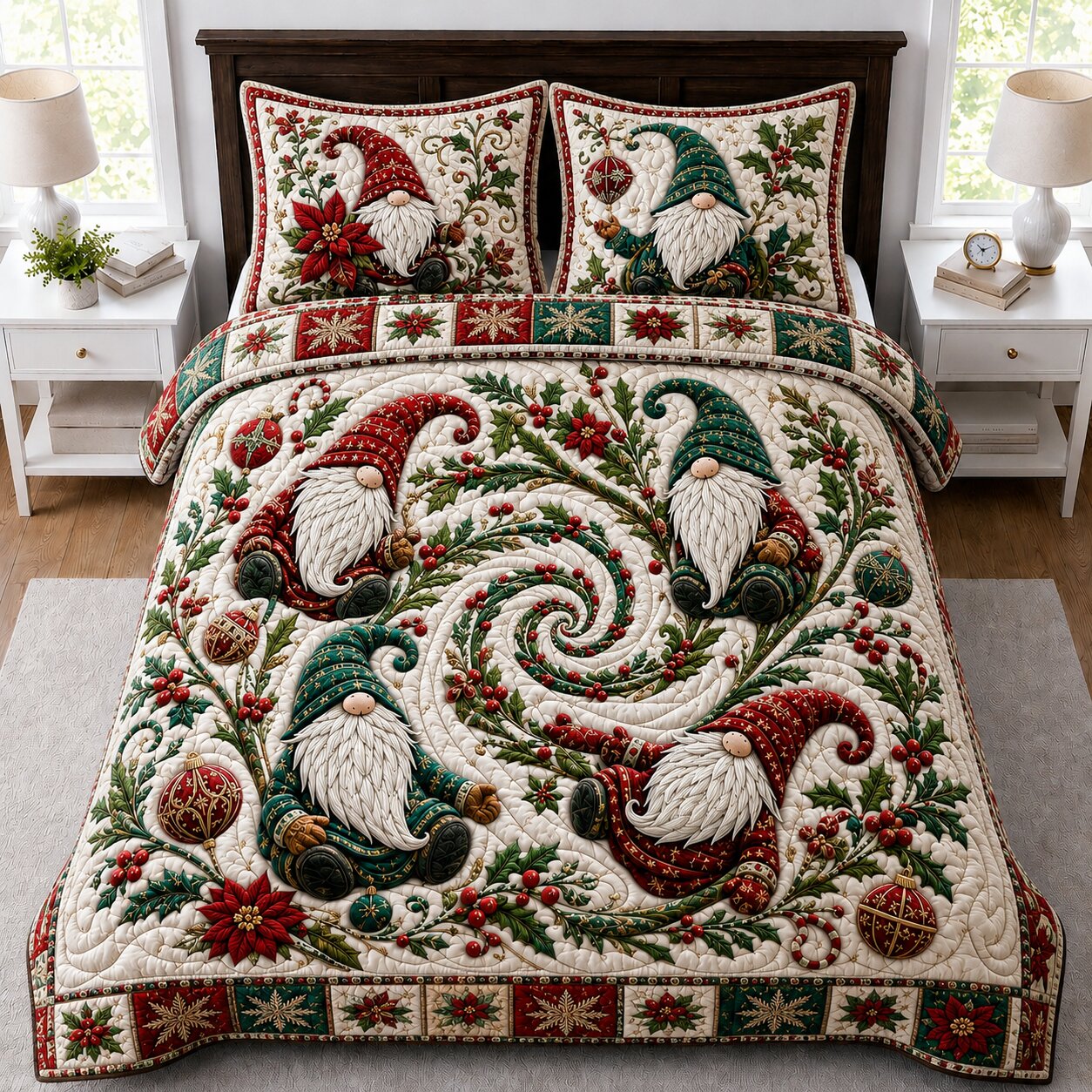 Gnomes Cottage 3-Piece Quilted Bedding Set GFTONPT233